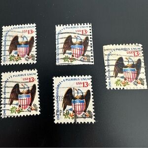 Vintage USA 13¢ Eagle and Shield Postage Stamps – Set of 5 | Americana Series